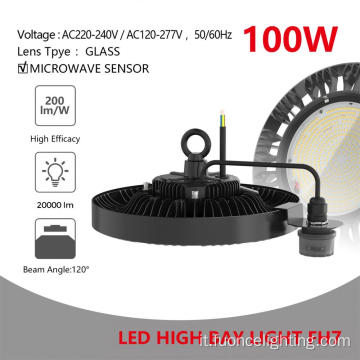 Illuminazione Highbay da 100 W con sensore a microonde